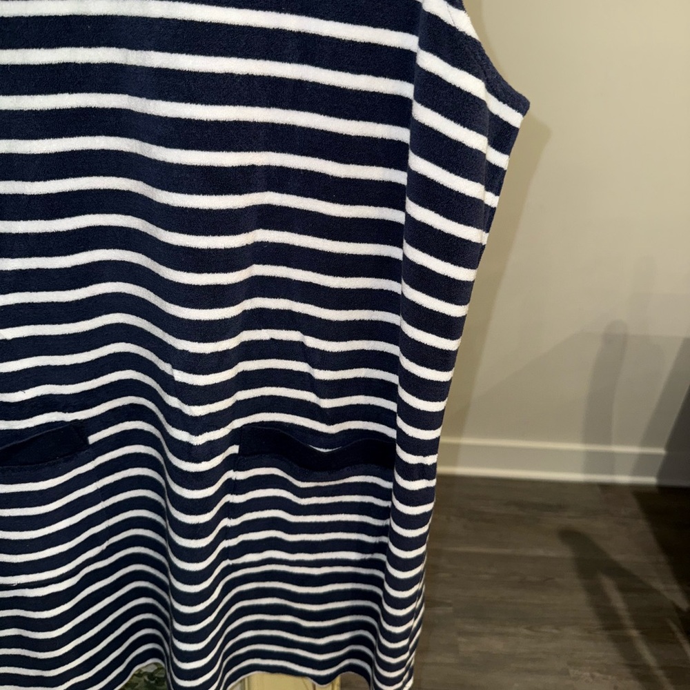 Boden Navy and White Striped Top with Button Accents - Picture 3 of 6
